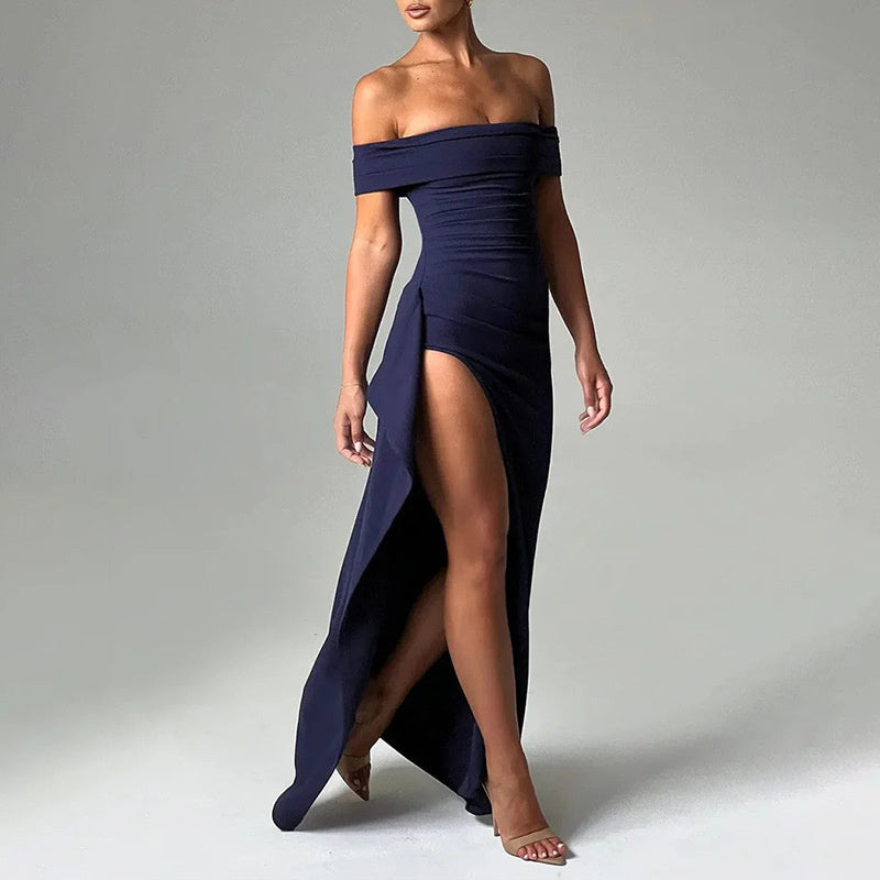 Elegantes Damenkleid in Unifarben mit Schlitz – Ärmellos & Figurbetont